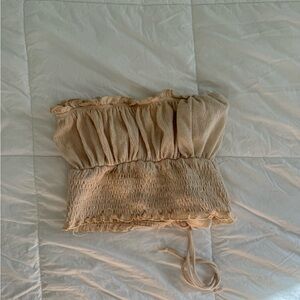 Urban Outfitters Cream Ruffle Tube Top